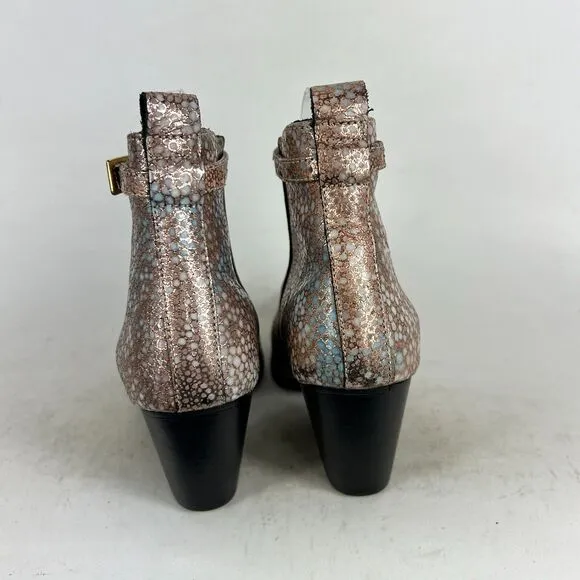 Modern Vice Ankle Boots Women's 7 Metallic Pink Snake Skin Leather Heel Bootie