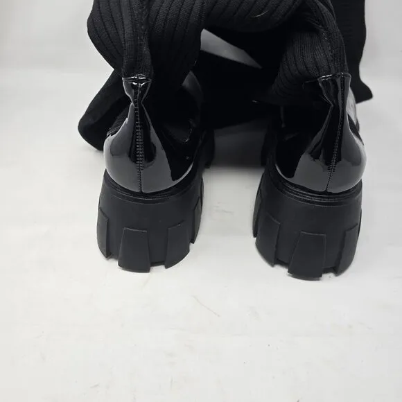 NADIA FTF Thigh High Design Gravity Over The Knee Platform Block Black Boots 10W