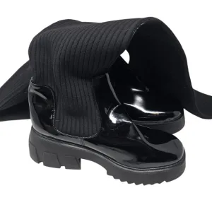 NADIA FTF Thigh High Design Gravity Over The Knee Platform Block Black Boots 10W