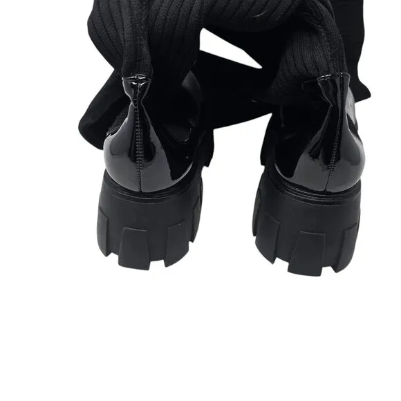 NADIA FTF Thigh High Design Gravity Over The Knee Platform Block Black Boots 10W