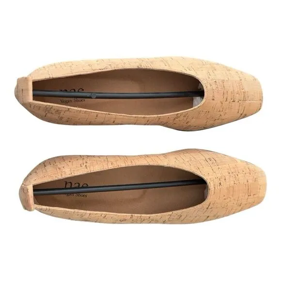 Nae Melita Cork Vegan Ballerina Brown Square Toe Shoes Women’s Size 6