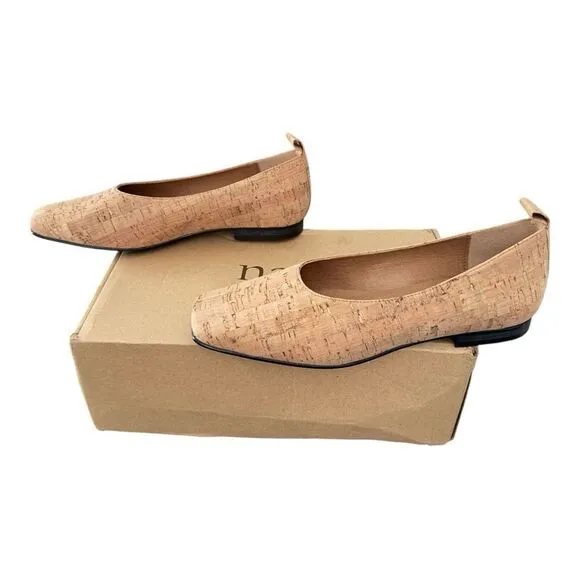 Nae Melita Cork Vegan Ballerina Brown Square Toe Shoes Women’s Size 6