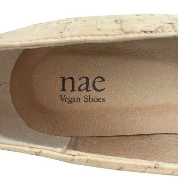 Nae Melita Cork Vegan Ballerina Brown Square Toe Shoes Women’s Size 6