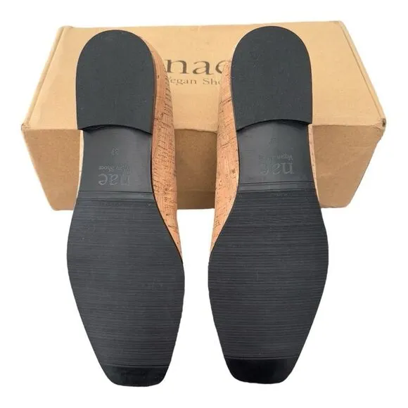 Nae Melita Cork Vegan Ballerina Brown Square Toe Shoes Women’s Size 6