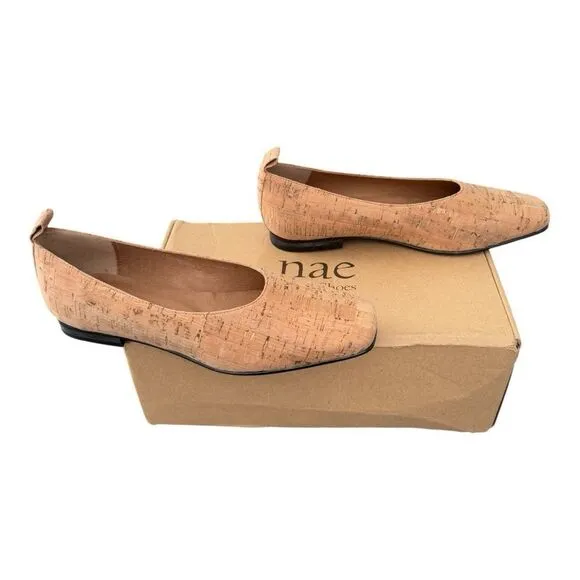Nae Melita Cork Vegan Ballerina Brown Square Toe Shoes Women’s Size 6
