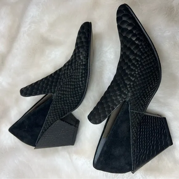 Naked Feet Sagitta Black Snakeskin Suede Ankle Boots Booties Shooties Witchycore