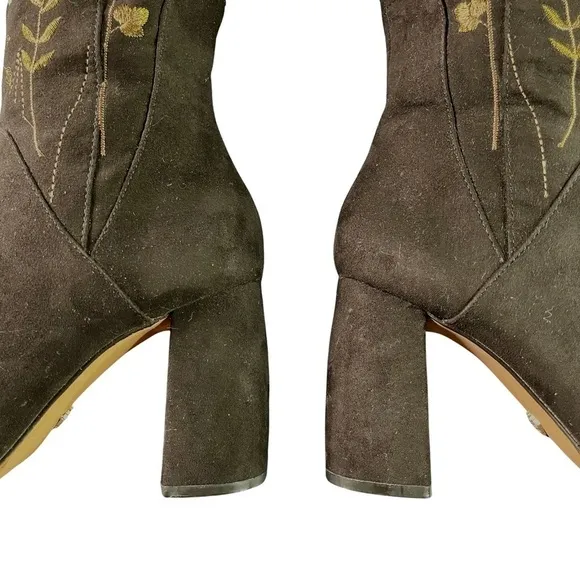 Nanette Lepore Lisette Over-the-knee Pull-On Boot Sz7M Black Suede, Embroidered