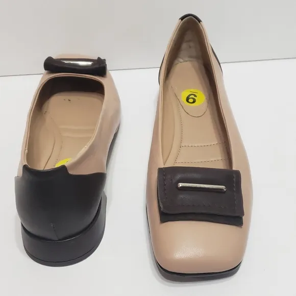 Napoleoni Lavorazione Tan Brown Leathed Ballet Flat shoes 8