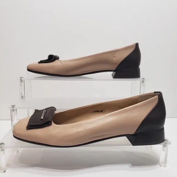 Napoleoni Lavorazione Tan Brown Leathed Ballet Flat shoes 8