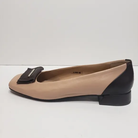 Napoleoni Lavorazione Tan Brown Leathed Ballet Flat shoes 8