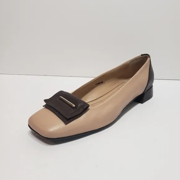 Napoleoni Lavorazione Tan Brown Leathed Ballet Flat shoes 8