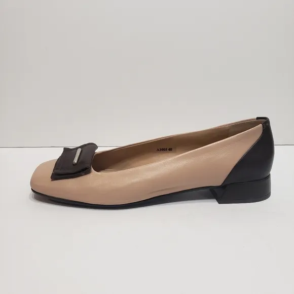 Napoleoni Lavorazione Tan Brown Leathed Ballet Flat shoes 8