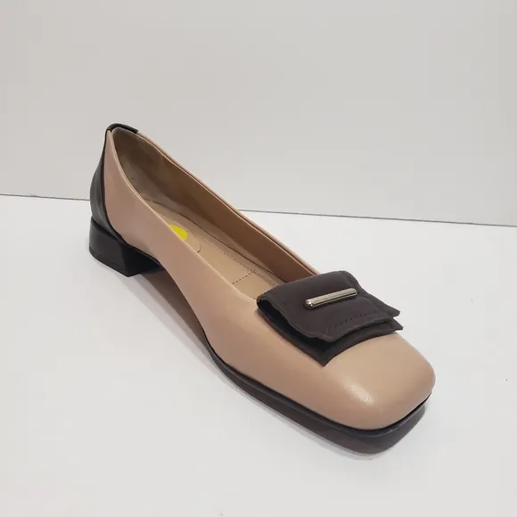 Napoleoni Lavorazione Tan Brown Leathed Ballet Flat shoes 8