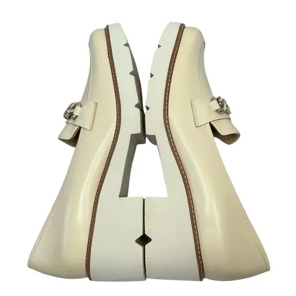 NATURALIZER Desi Vanilla Beige Leather Platform Loafers Shoes Women's Size 12 M