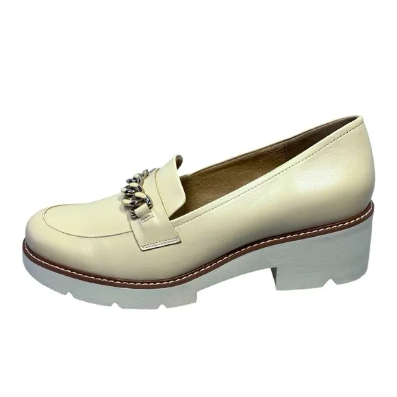 NATURALIZER Desi Vanilla Beige Leather Platform Loafers Shoes Women's Size 12 M