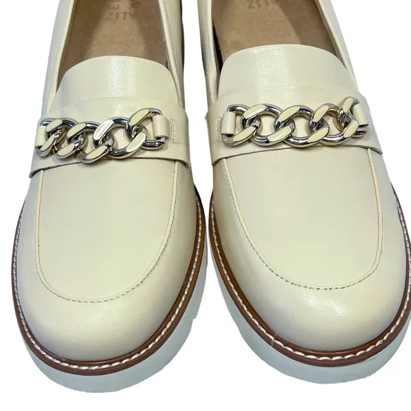 NATURALIZER Desi Vanilla Beige Leather Platform Loafers Shoes Women's Size 12 M