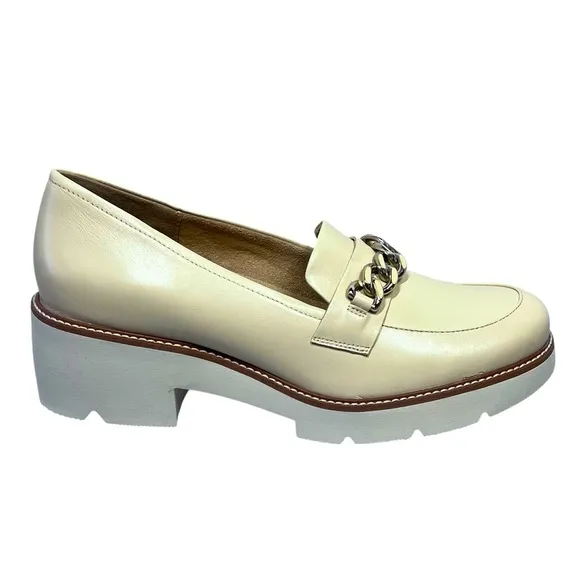 NATURALIZER Desi Vanilla Beige Leather Platform Loafers Shoes Women's Size 12 M