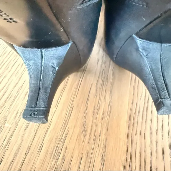 Naturalizer Dinka Black Leather Kitten Heel Knee-High Boots Size 8