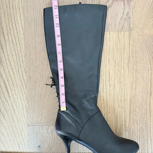Naturalizer Dinka Black Leather Kitten Heel Knee-High Boots Size 8