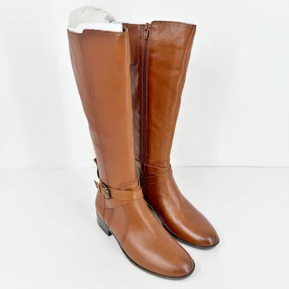 Naturalizer Womens Rena Knee High Boots US 6.5 Wide EU 36.5 Brown Leather NIB