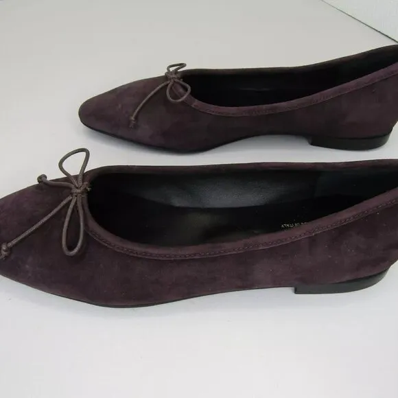 NEW A. SOLIANI Italy Womens Como Wine Suede Flats Dress Shoes Slip On Size 8
