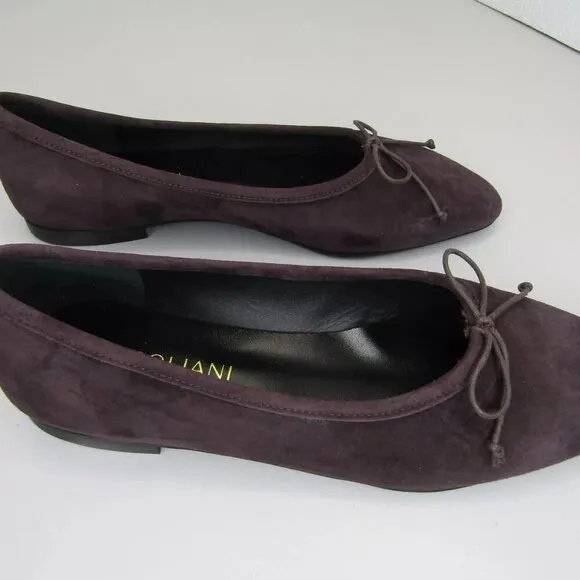 NEW A. SOLIANI Italy Womens Como Wine Suede Flats Dress Shoes Slip On Size 8