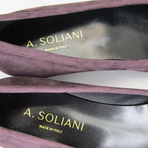 NEW A. SOLIANI Italy Womens Como Wine Suede Flats Dress Shoes Slip On Size 8