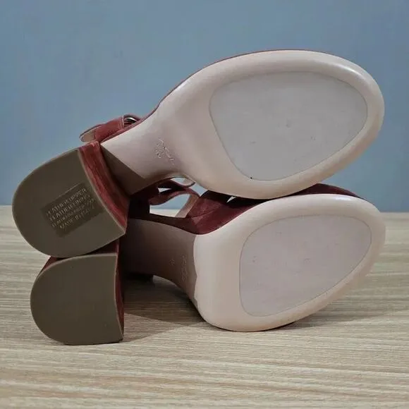 NEW AGL Pam Platform Sandal Heel Jujube Suede Leather EU Size 40