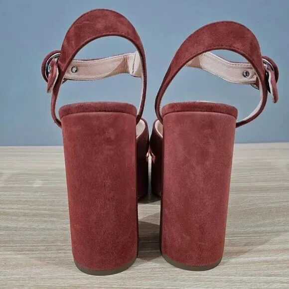 NEW AGL Pam Platform Sandal Heel Jujube Suede Leather EU Size 40