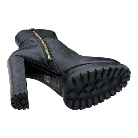 NEW ALICE   OLIVIA Black Leather Holden Platform Bootie Shearling Women's Sz 10