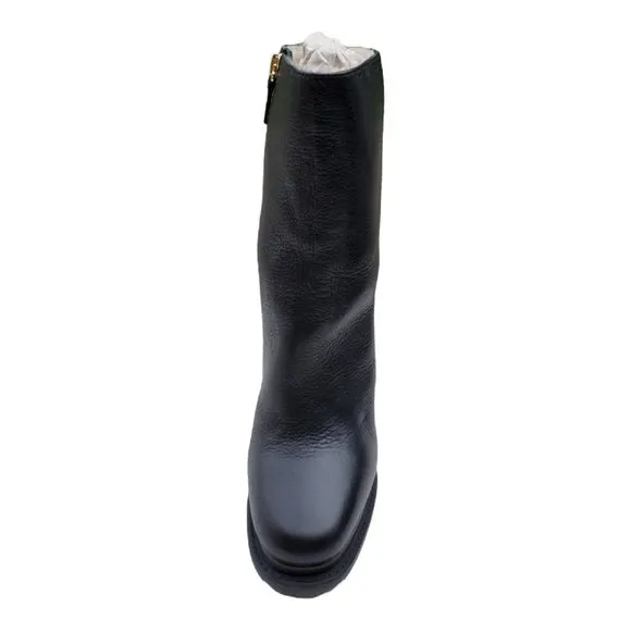 NEW ALICE   OLIVIA Black Leather Holden Platform Bootie Shearling Women's Sz 10