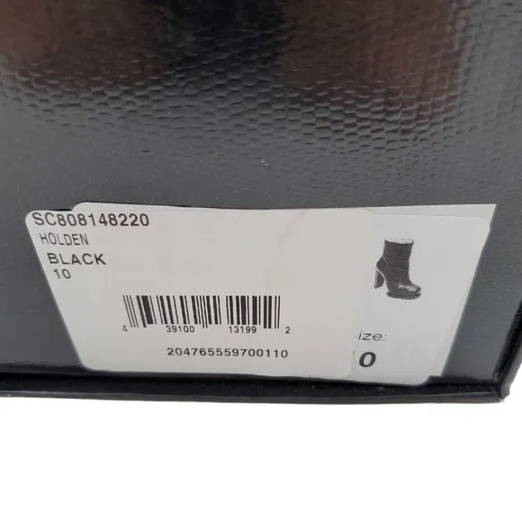 NEW ALICE   OLIVIA Black Leather Holden Platform Bootie Shearling Women's Sz 10