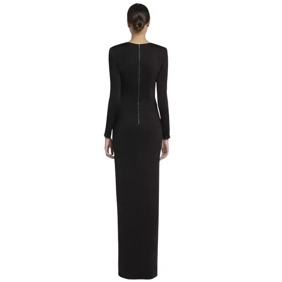 NEW ALICE   OLIVIA kyra deep drapey maxi dress in black