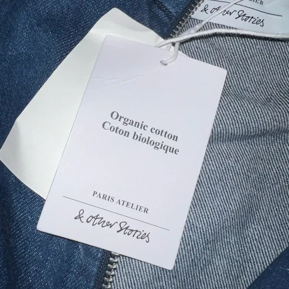 NEW &amp; OTHER STORIES STRUCTURED ORGANIC COTTON DENIM ZIP MINI DRESS