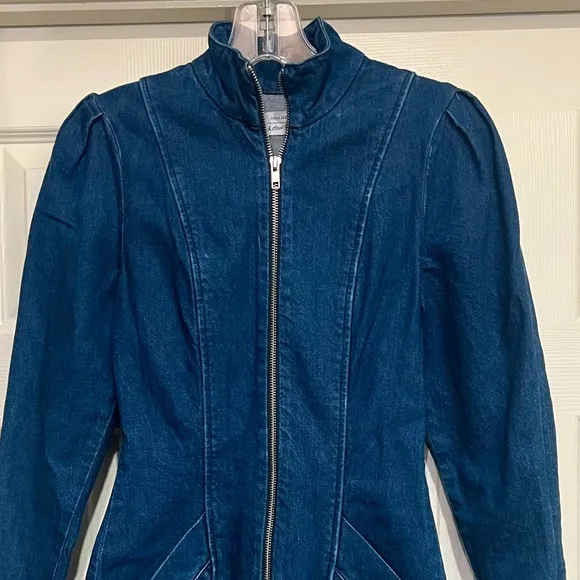 NEW &amp; OTHER STORIES STRUCTURED ORGANIC COTTON DENIM ZIP MINI DRESS