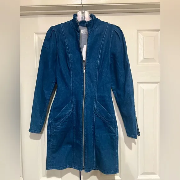 NEW &amp; OTHER STORIES STRUCTURED ORGANIC COTTON DENIM ZIP MINI DRESS