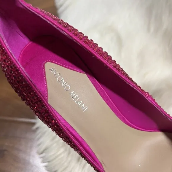 NEW Antonio Melani Capsule Dr. Bridget Hotfix Size‎ 8M Rhinestone Platform Heels