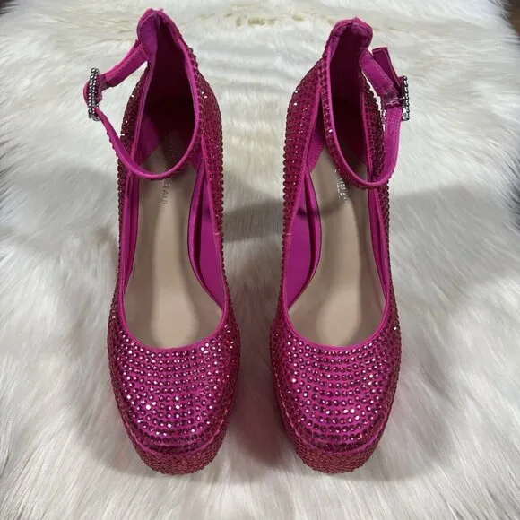 NEW Antonio Melani Capsule Dr. Bridget Hotfix Size‎ 8M Rhinestone Platform Heels