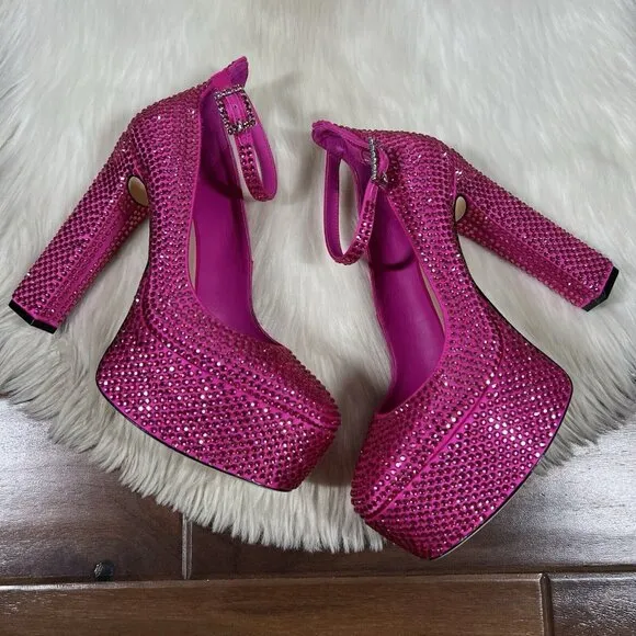 NEW Antonio Melani Capsule Dr. Bridget Hotfix Size‎ 8M Rhinestone Platform Heels