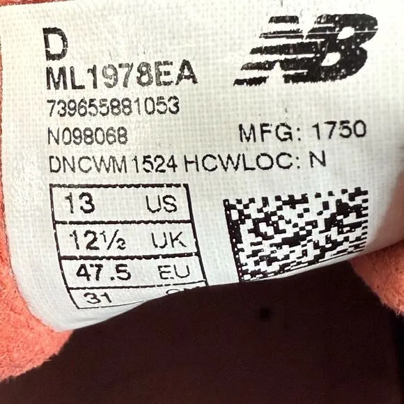 New Balance 1978 Dusted Peach Mens Athletic Shoes Sneakers size 13