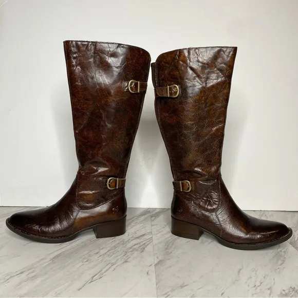 New! Born Gibb Knee High Brown Leather Boot 7M