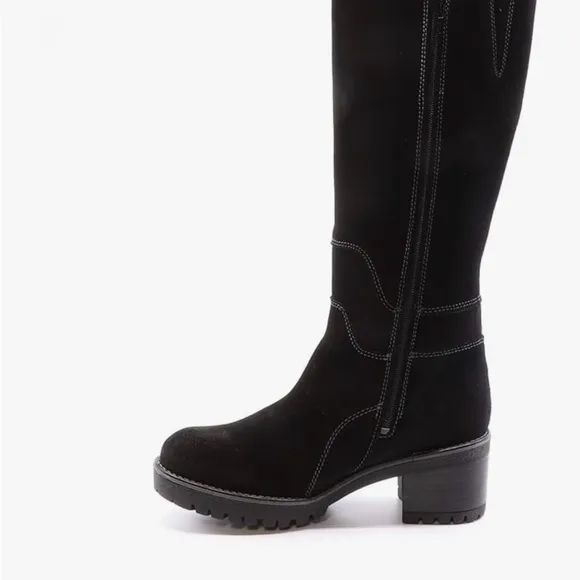 New Bos. &amp; Co. Navy Suede Shearling Lined Waterproof Fashion Boots, Size 38- 7.5