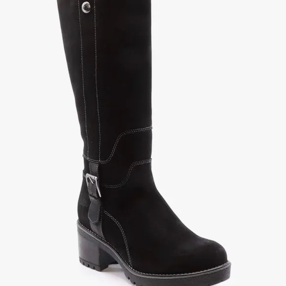 New Bos. &amp; Co. Navy Suede Shearling Lined Waterproof Fashion Boots, Size 38- 7.5