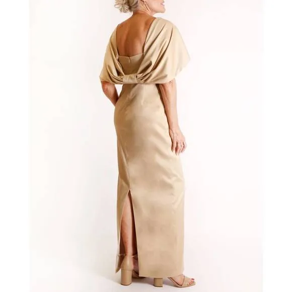 NEW CAMILYN BETH the flora gown in champagne peau de soie
