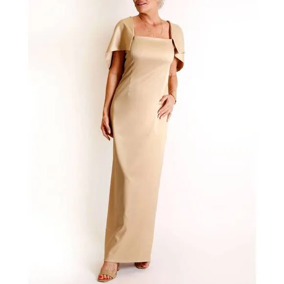 NEW CAMILYN BETH the flora gown in champagne peau de soie