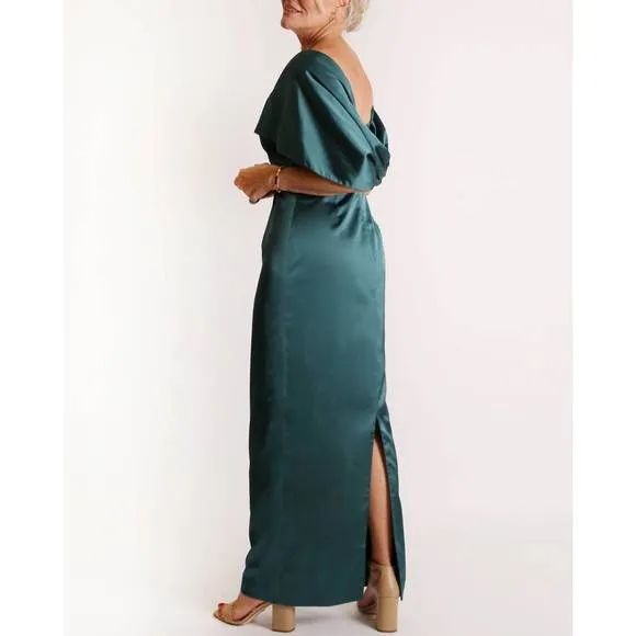 NEW CAMILYN BETH the flora gown in hunter satin