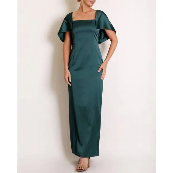 NEW CAMILYN BETH the flora gown in hunter satin