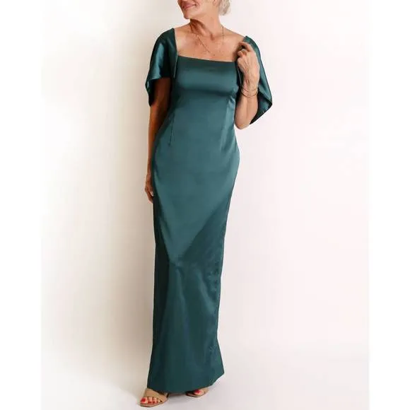 NEW CAMILYN BETH the flora gown in hunter satin