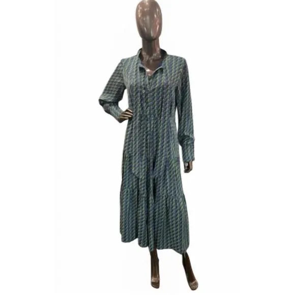 NEW CIEBON ciebon print dress in green/blue