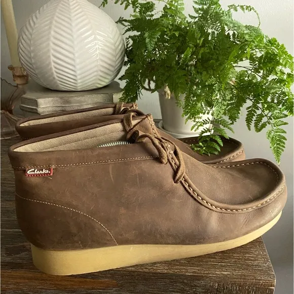 *NEW* CLARKS Men’s 13 Beeswax Stinson Hi Brown Leather Ankle Chukka Boots Shoes